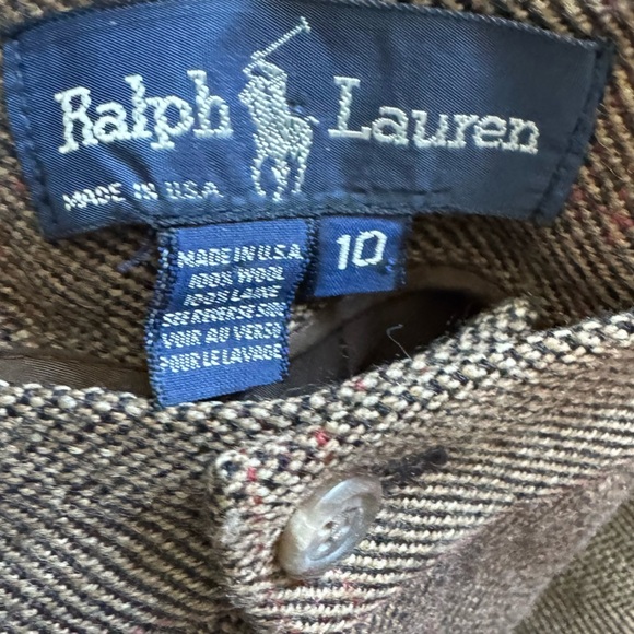 Vintage Ralph Lauren Wool Tweed Plaid Skirt 10 Brown Classic Pencil -Made in USA - Picture 7 of 7